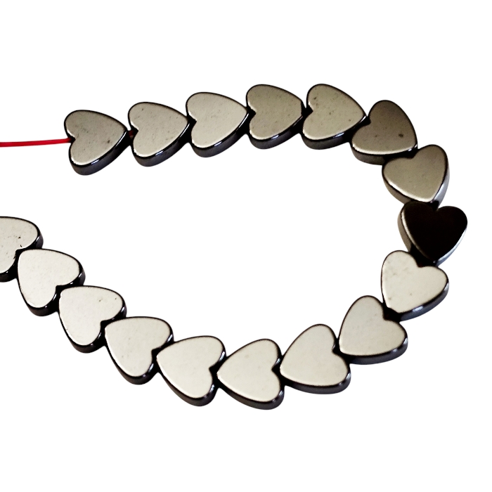 Metallic Gunmetal Hematite Heart Bead Strand – 6mm - Image 2
