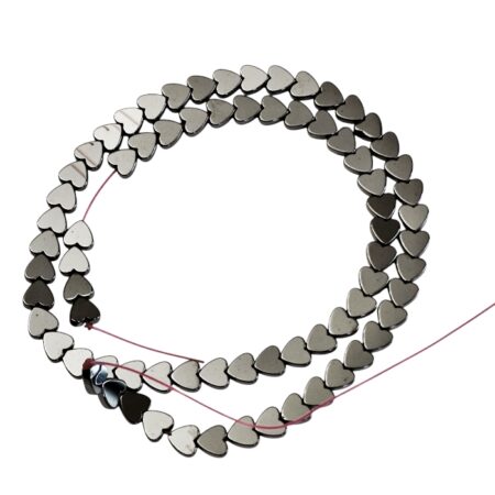 Metallic Gunmetal Hematite Heart Bead Strand – 6mm