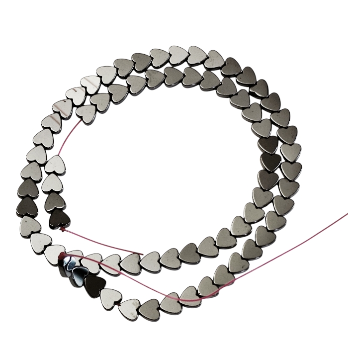 Metallic Gunmetal Hematite Heart Bead Strand – 6mm
