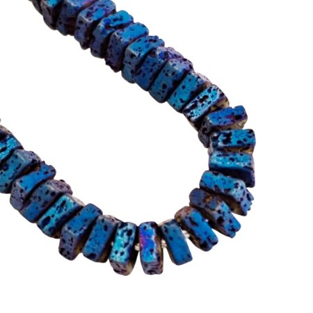 Electric Blue Textured 5mm Disc/Heishi Hematite Beads (40cm Strand)