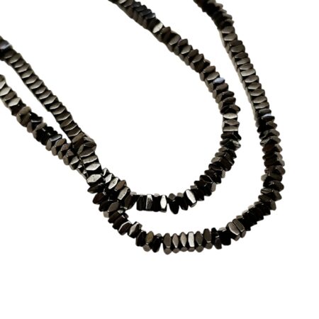 Polished Gunmetal Hematite Micro Diamond/Bicone Spacer Bead Strand (2mm)