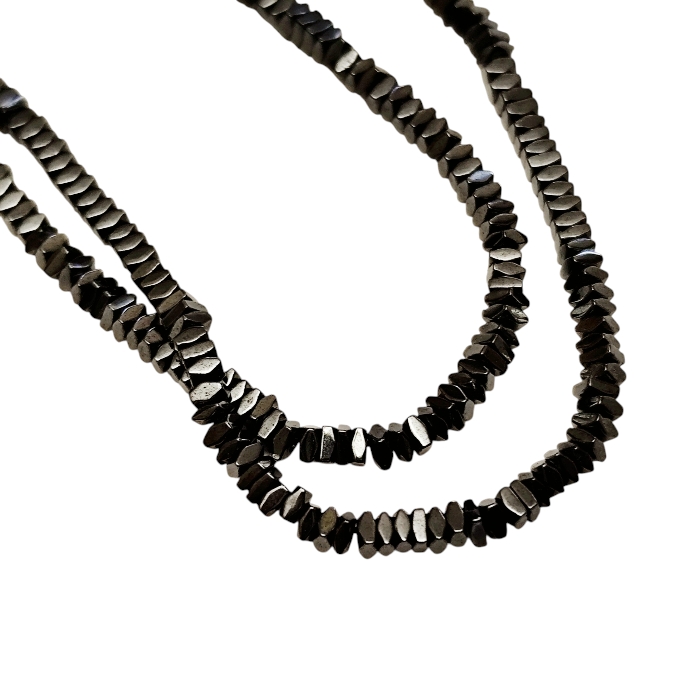 Polished Gunmetal Hematite Micro Diamond/Bicone Spacer Bead Strand (2mm)
