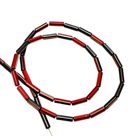Metallic Red, pink or blue with Gunmetal Black Electroplated Hematite Barrel Bead Strand (10mm)