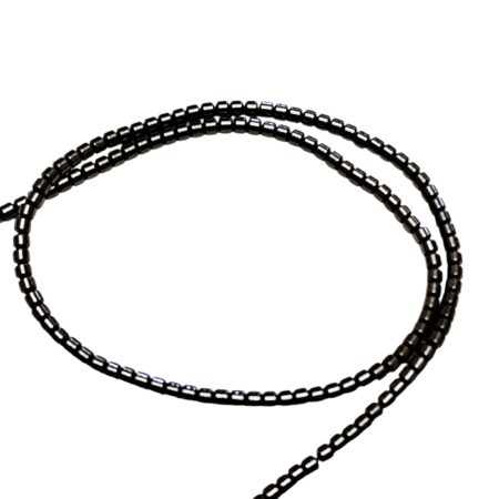 Polished Gunmetal Hematite Micro Cylinder Tube Bead Strand (3mm)