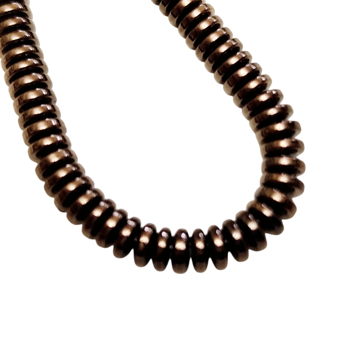 Metallic Dark brown Electroplated Hematite Disc Heishi Bead Strand (4mm) - Image 2