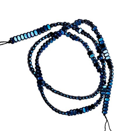 Electric Blue Electroplated Hematite Oval Pill Bead Strand (5mm)