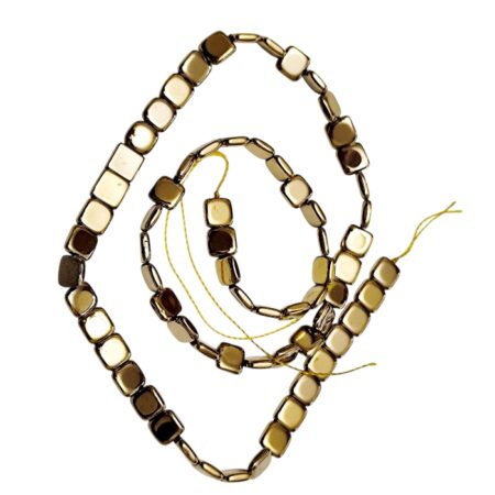 Metallic Gold Hematite Square Bead Strand, 40 cm