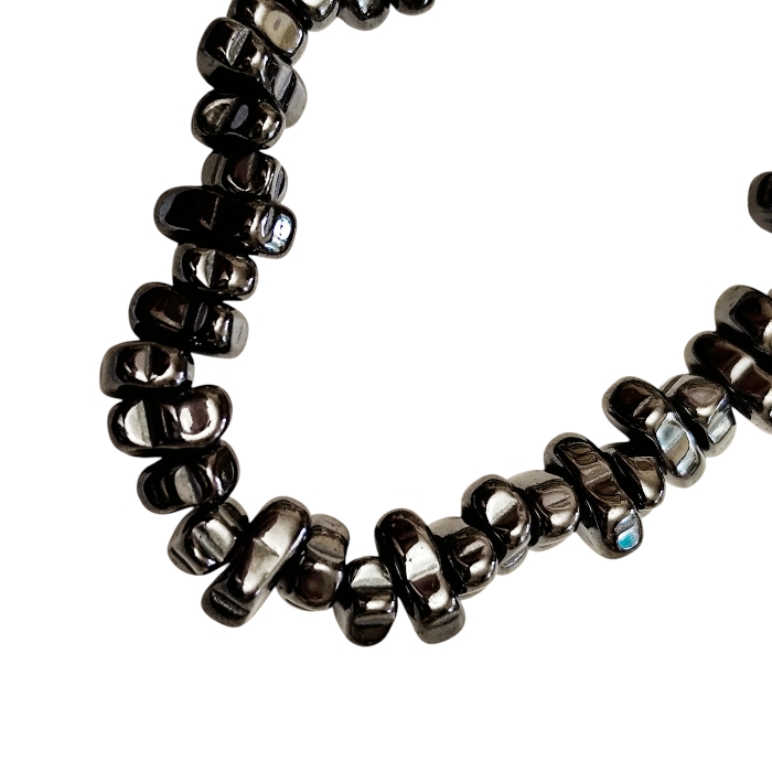 Polished Gunmetal Tumbled Hematite Pebble / Chip Bead Strand, 40 cm - Image 2