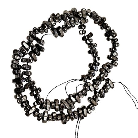 Polished Gunmetal Tumbled Hematite Pebble / Chip Bead Strand, 40 cm