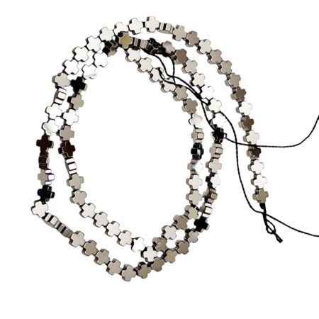 Metallic Silver Hematite Cross Bead Strand, 40 cm, 4mm beads