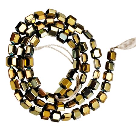 Faceted Geometric Hematite 6mm Nugget Bead Strand, 40 cm