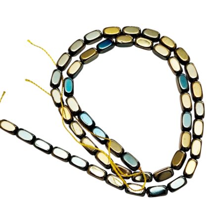 Multi-Toned Electroplated Hematite Oval Pill Bead Strand (9mm)