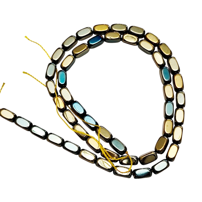 Multi-Toned Electroplated Hematite Oval Pill Bead Strand (9mm)