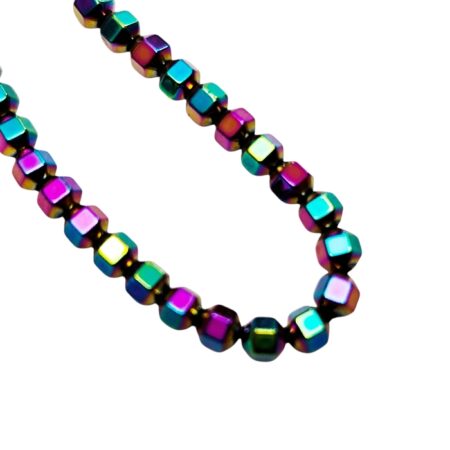 Rainbow Electroplated Hematite Micro Cube Bead Strand (3mm)