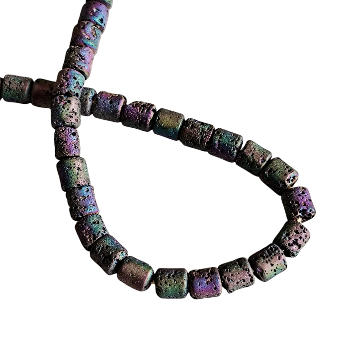 Volcanic Textured Matte Electroplated Hematite Disc Heishi Bead Strands (4mm) - Image 2