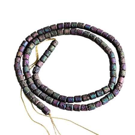 Volcanic Textured Matte Electroplated Hematite Disc Heishi Bead Strands (4mm)