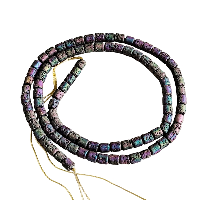 Volcanic Textured Matte Electroplated Hematite Disc Heishi Bead Strands (4mm)