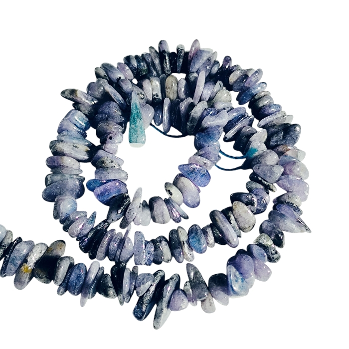 Natural Tanzanite Flat-Tumbled Slice Bead Strand (40 cm)