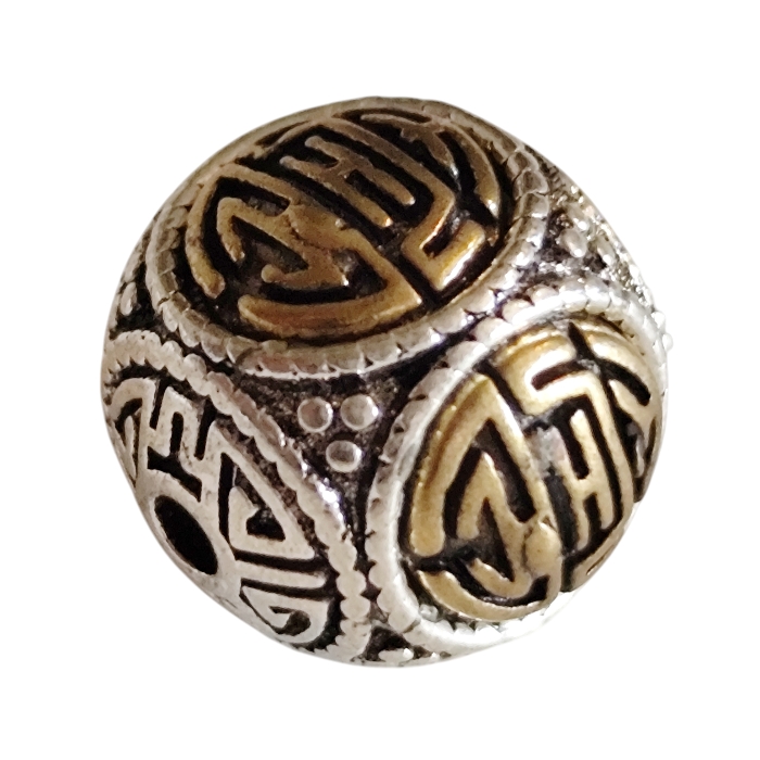 Chinese Lucky round bead , Base metal, 11mm