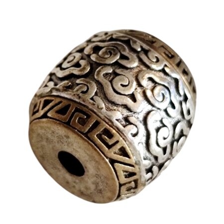 Chinese inspired barrel bead , Base metal, 11 x 12mm