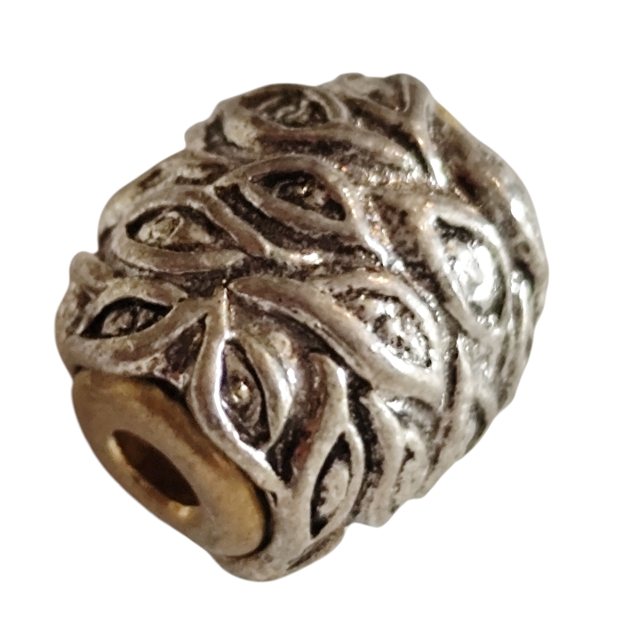 Eye decorated barrel bead , Base metal, 9 x 11mm - Image 2