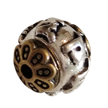 Mantra round bead , Base metal, 7.7mm