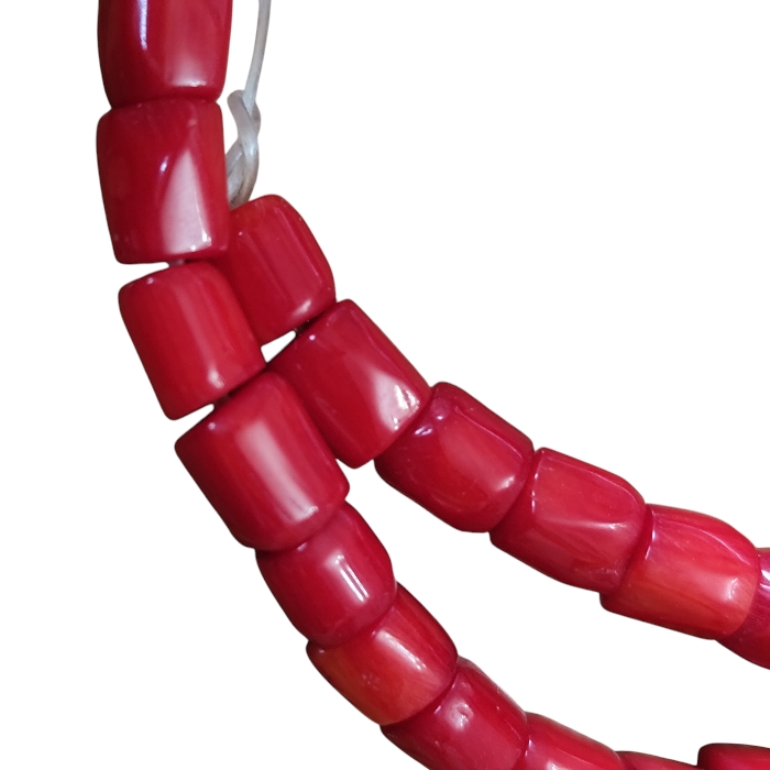Red coral tube shaped bead strand, 6-7mm bead, 39cm - Image 2