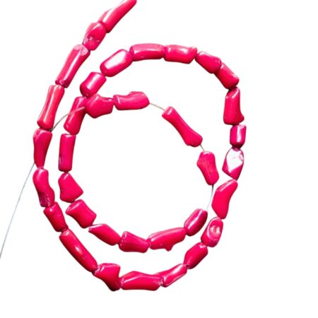 Red coral irregular shaped bead strand, 4-7mm beads, 40cm