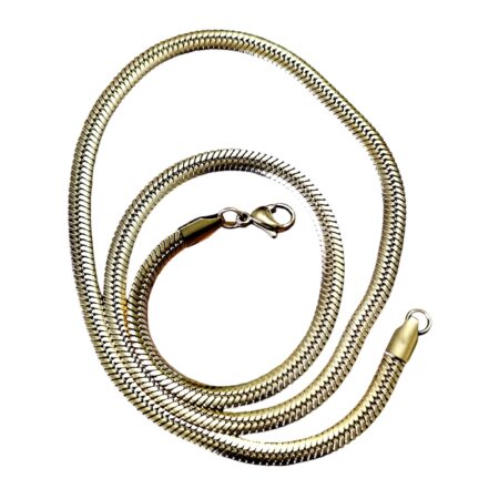 Gold color herringbone snake Chain with lobster clasp, Stainless steel, 3.7mm wide, 45cm