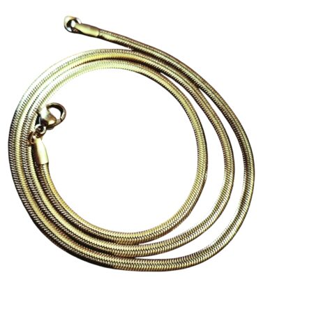 Gold color herringbone snake Chain with lobster clasp, Stainless steel, 3mm wide, 50cm