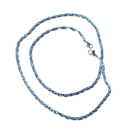 Double cable Chain with lobster clasp, Stainless steel, 3.1mm wide, 55cm