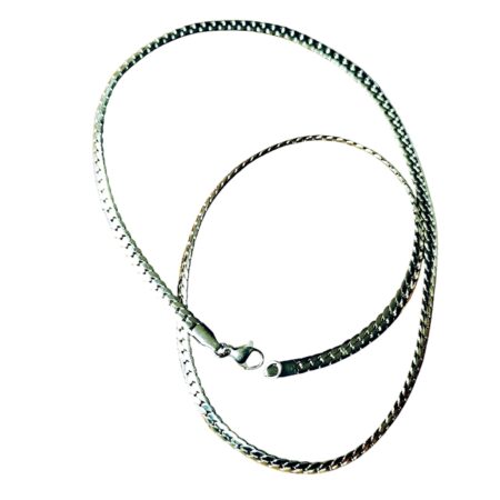 Gold Curb Chain with clasp, Stainless steel, 3.9mm wide, 49cm