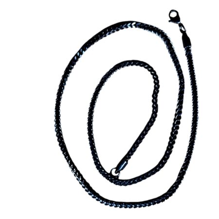 Black color curb box Chain with lobster clasp, Stainless steel, 3.4mm wide, 60.3cm