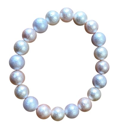 Textured White, light blush pink, champaigne and yellow Shell Pearl Bracelet, 10.2mm