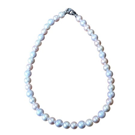 Textured White, light blush pink, champaigne and yellow Shell Pearl Necklace 10.2mm pearl, 45cm