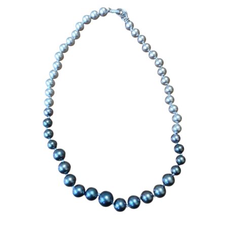 Grey Ombre Shell Pearl Necklace, starts from 12mm ending off with 8mm pearls, 46.5cm