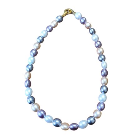 Multi-color oval shaped Shell Pearl Necklace, 10.3 x 11mm pearl, 41.5cm