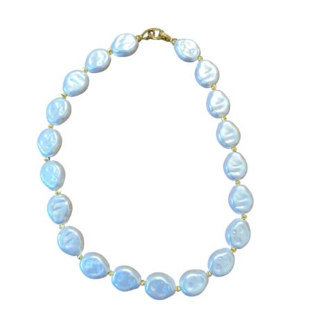 White Irregular shaped Shell Pearl Necklace, 17 x 19mm pearl, 47.5cm