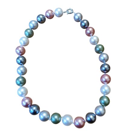 Multi-color Shell Pearl Necklace, 14mm pearl, 46cm