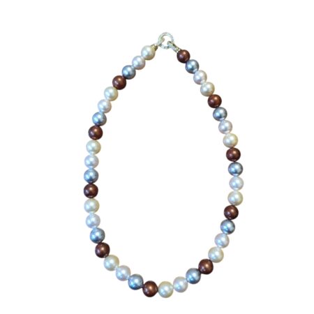 Earthy multi-color Shell Pearl Necklace, 10.4mm pearl, 44cm