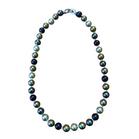 Shades of green Shell Pearl Necklace, 10mm pearl, 49.5cm
