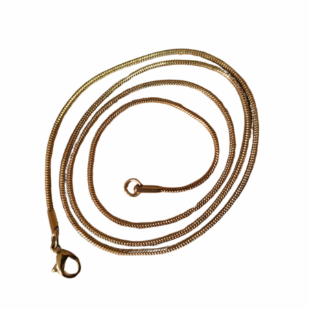 Gold color Snake Chain with lobster clasp, Stainless steel, 1.5mm wide, 56cm