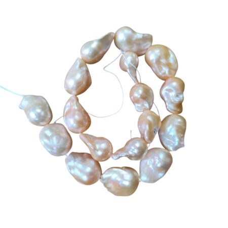 Baroque Freshwater pearl strand, Peach color, 40.3cm long strand