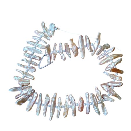 Baroque stick-shaped Freshwater pearl strand, peach, 37cm