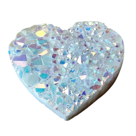 Heart shaped Snow-white Aura Quartz cluster, assorted sizes 75 x 65mm to 75 x 85mm
