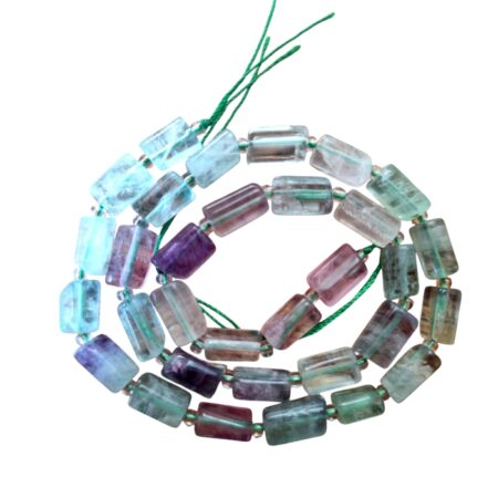 Rainbow fluorite irregular tube shaped bead strand, 11 x 6-7mm, 41cm