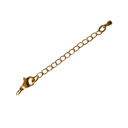 Gold color Stainless Steel lobster clasp w extension chain, 10mm clasp, 54mm chain