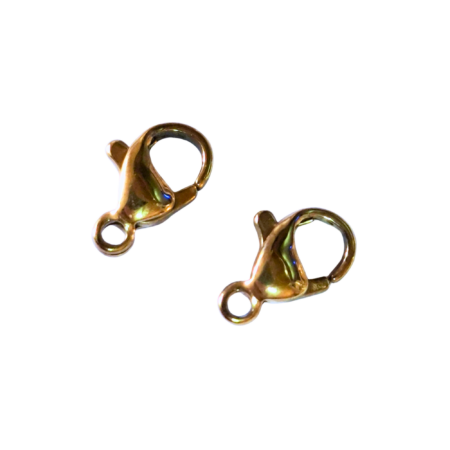 Gold color Stainless steel lobster clasp, 10mm, 2 pcs