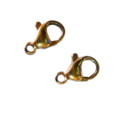 Gold color Stainless steel lobster clasp, 12mm, 2 pcs