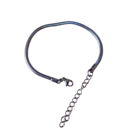 Stainless steel bracelet w lobster clasp, 18.3cm+ 5cm with extension chain